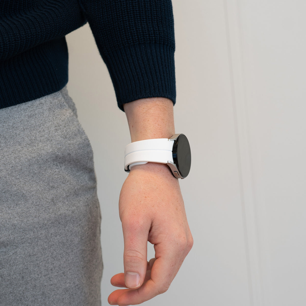 D-Buckle Silicone Strap, white, lifestyle photo
