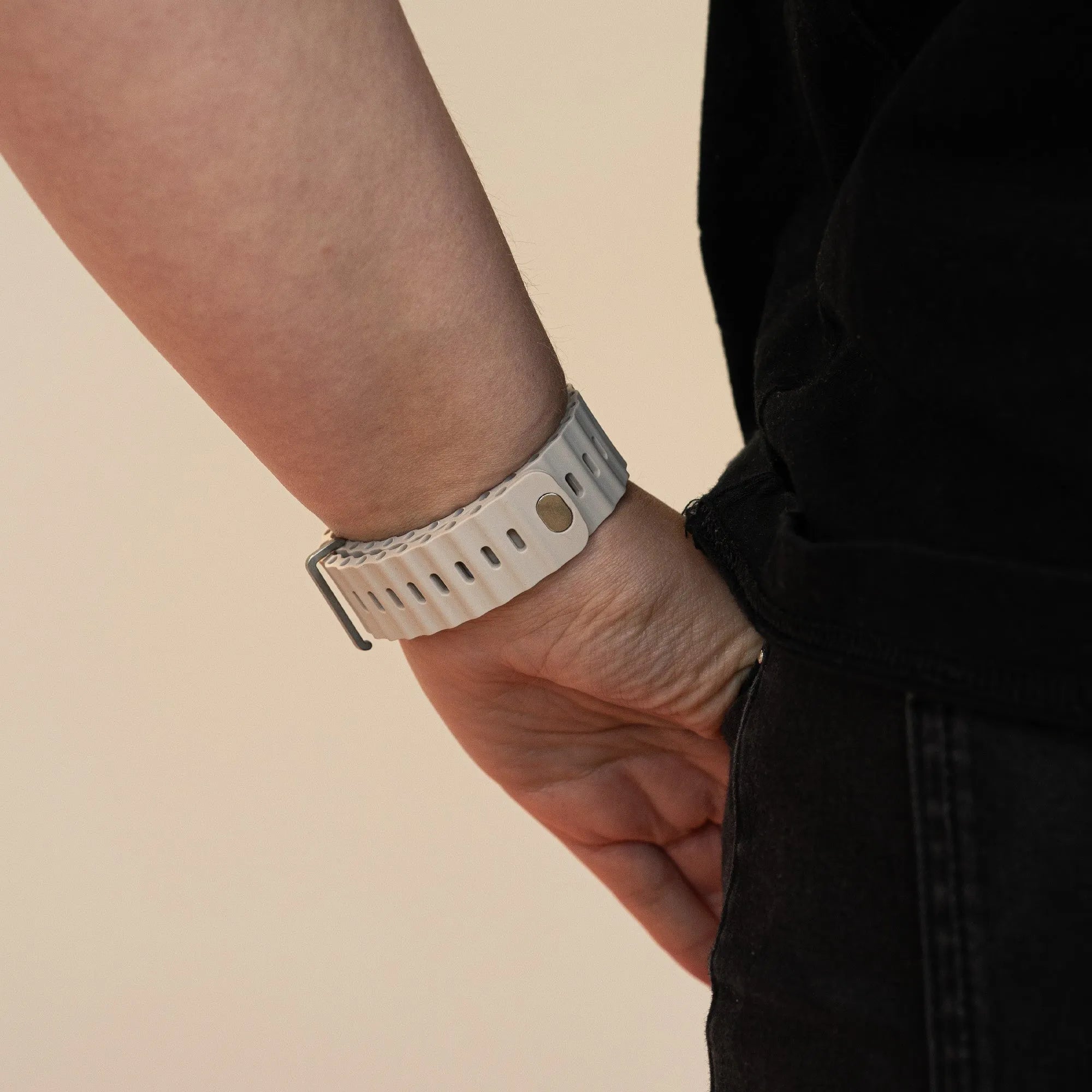 Bracelet Ocean Apple Watch avec fermeture à pression (lumière stellaire)