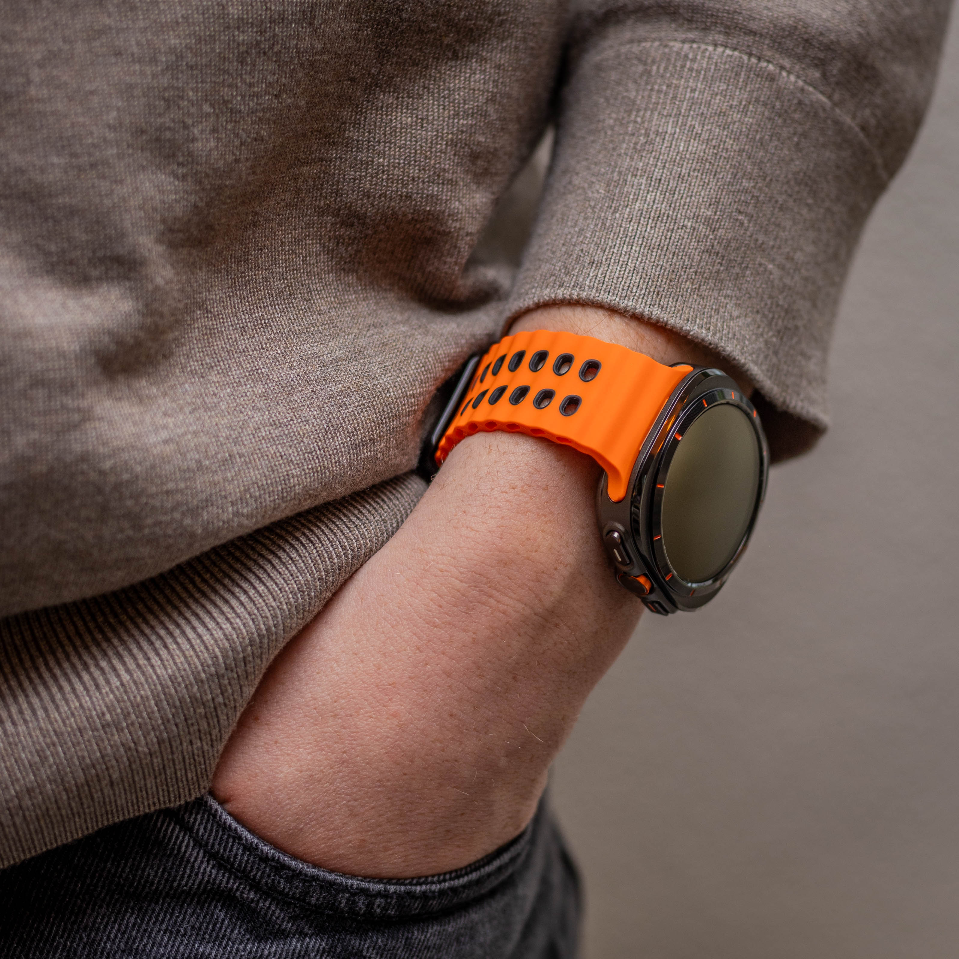 Bracelet silicone ondulé duo Samsung Galaxy Watch Ultra 2 (orange/noir)