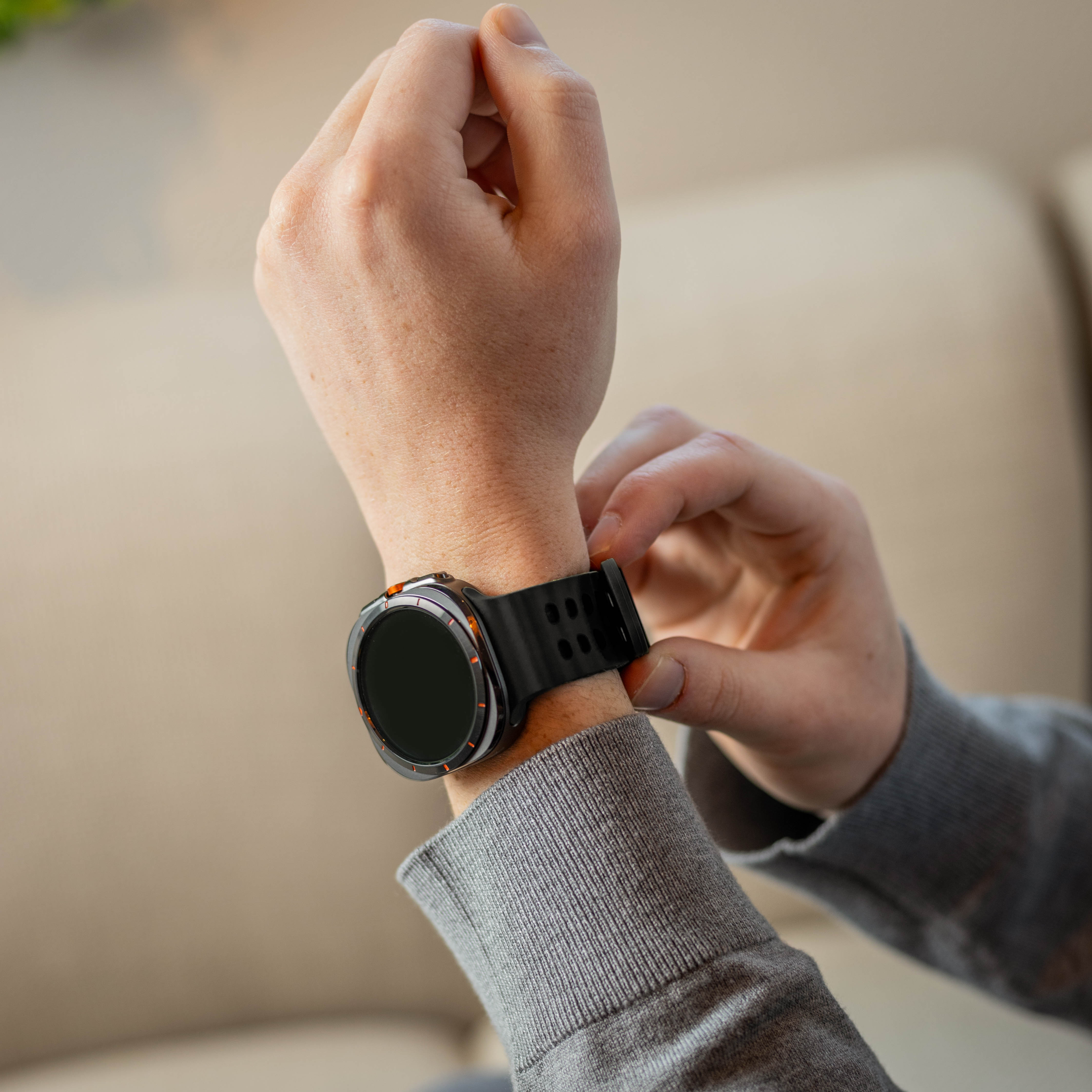 Samsung Galaxy Watch Ultra 2 Wave Silicone Strap Duo (Dark Grey/Black)