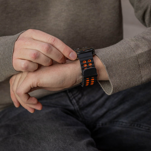 Samsung Galaxy Watch Ultra 2 Wave Silicone Strap Duo (Black/Orange)