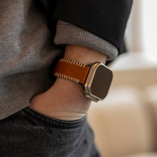 Bracelet cuir cousu Apple Watch Ultra (marron)