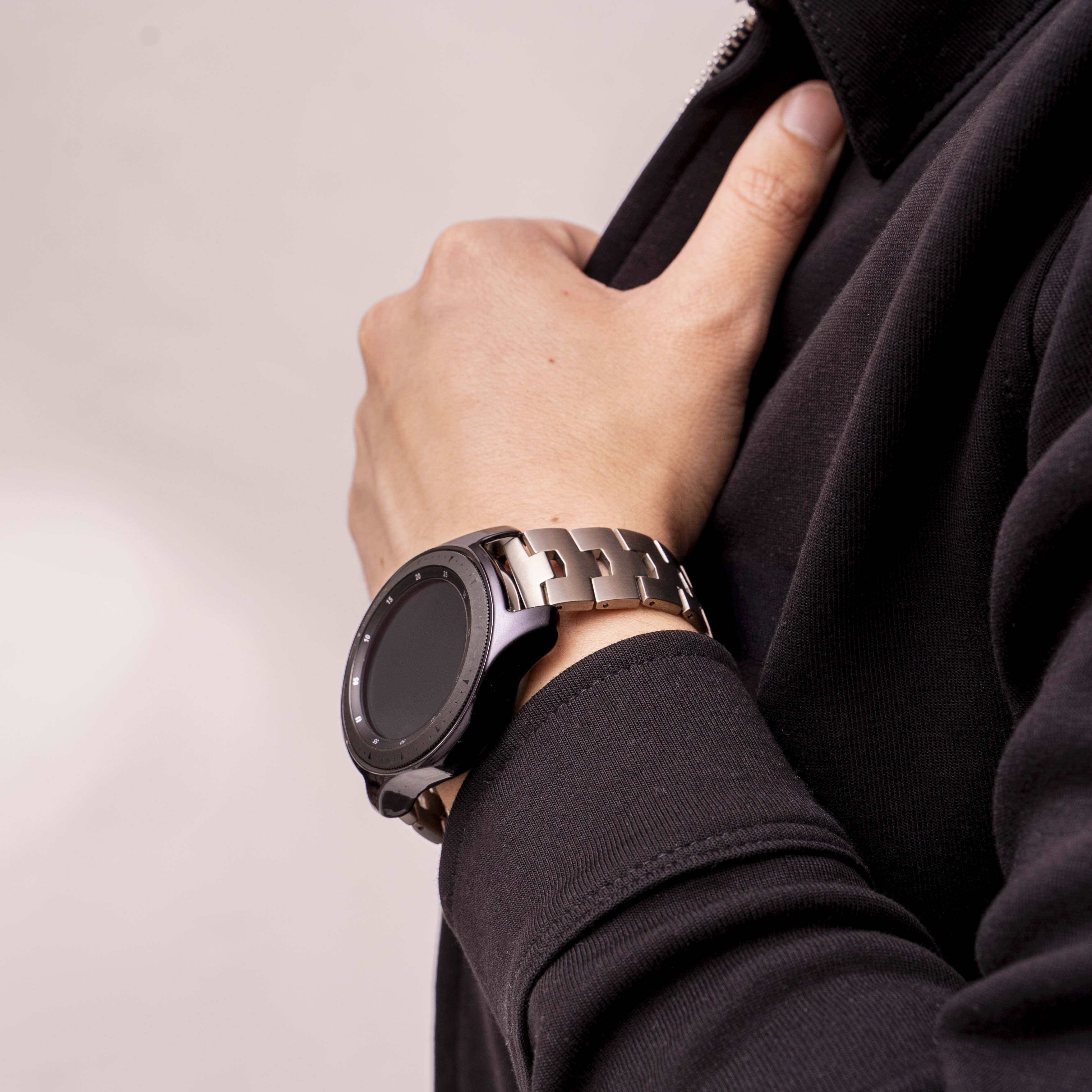 Bracelet titane grain (fermoir plat) Huawei Watch GT 3 46mm (argent)