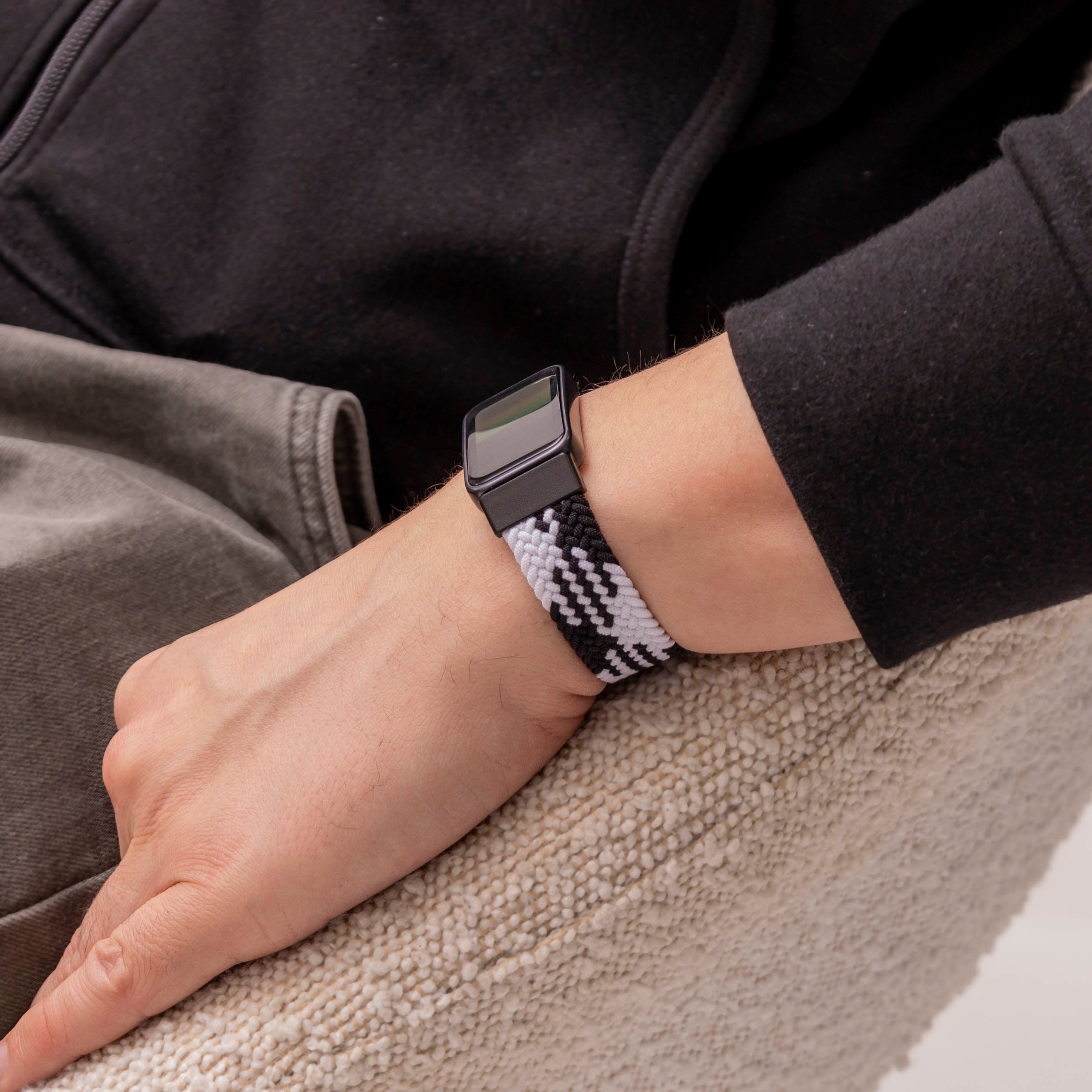 Bracelet tressé Huawei Band 8 (mandala noir)