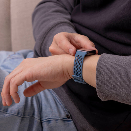 Breathable Silicone Strap, grey-blue, lifestyle photo