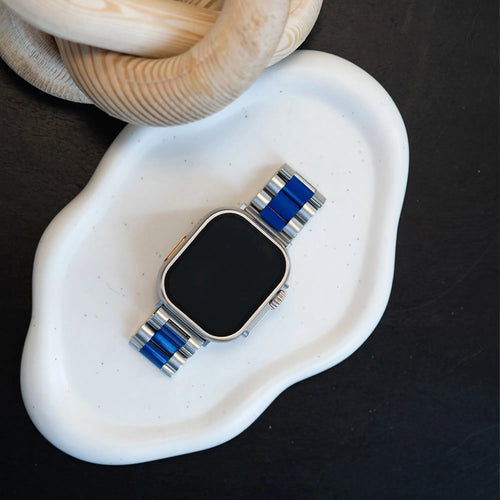Steel Strap, silver/blue, lifestyle photo