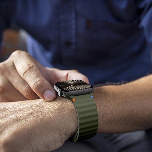 Wave Silicone Strap, dark green, lifestyle photo