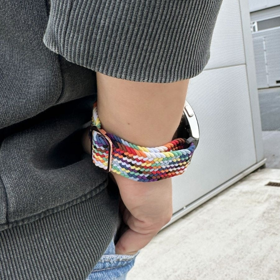 Bracelet montre nylon tissé 20mm - universal (arc-en-ciel)