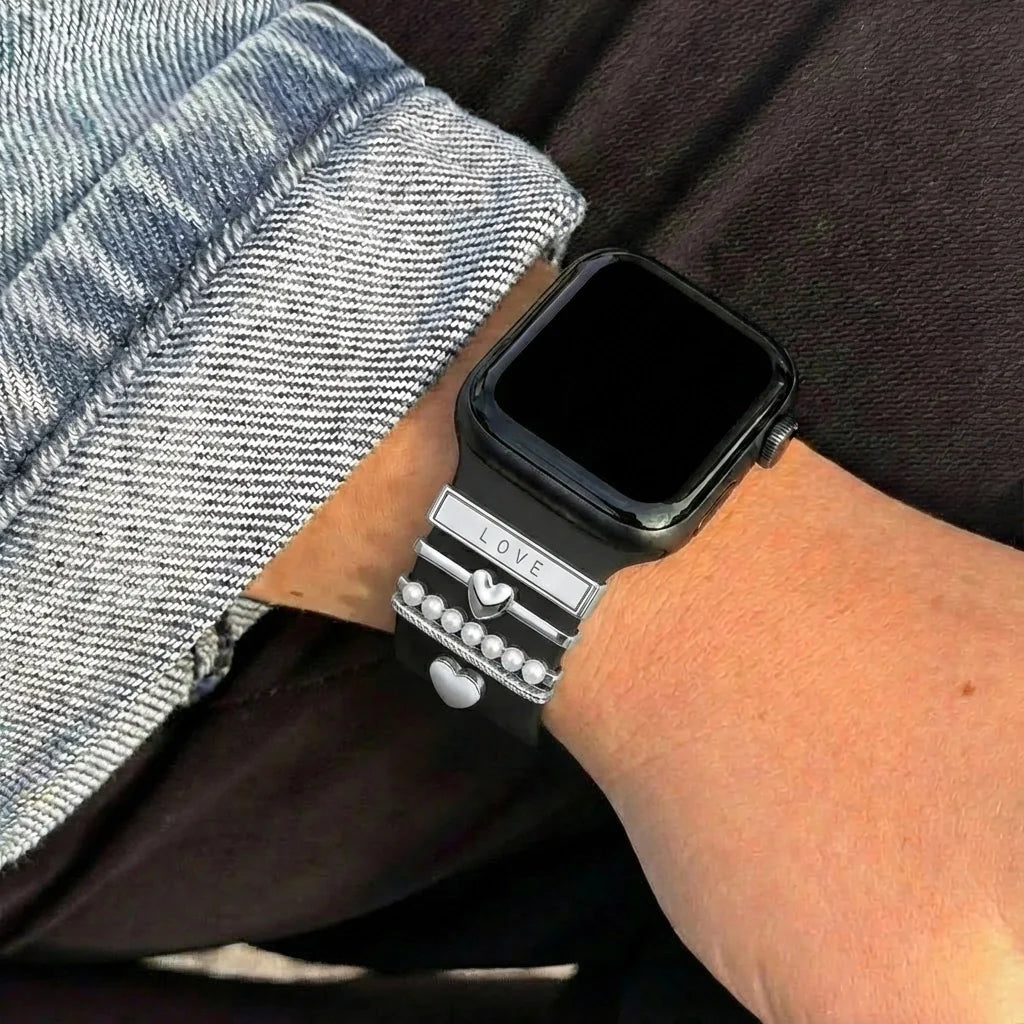 Bracelet smartwatch avec charms - Coeurs (argent)