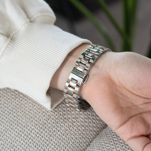 Metal Link Strap, silver/pink, lifestyle photo