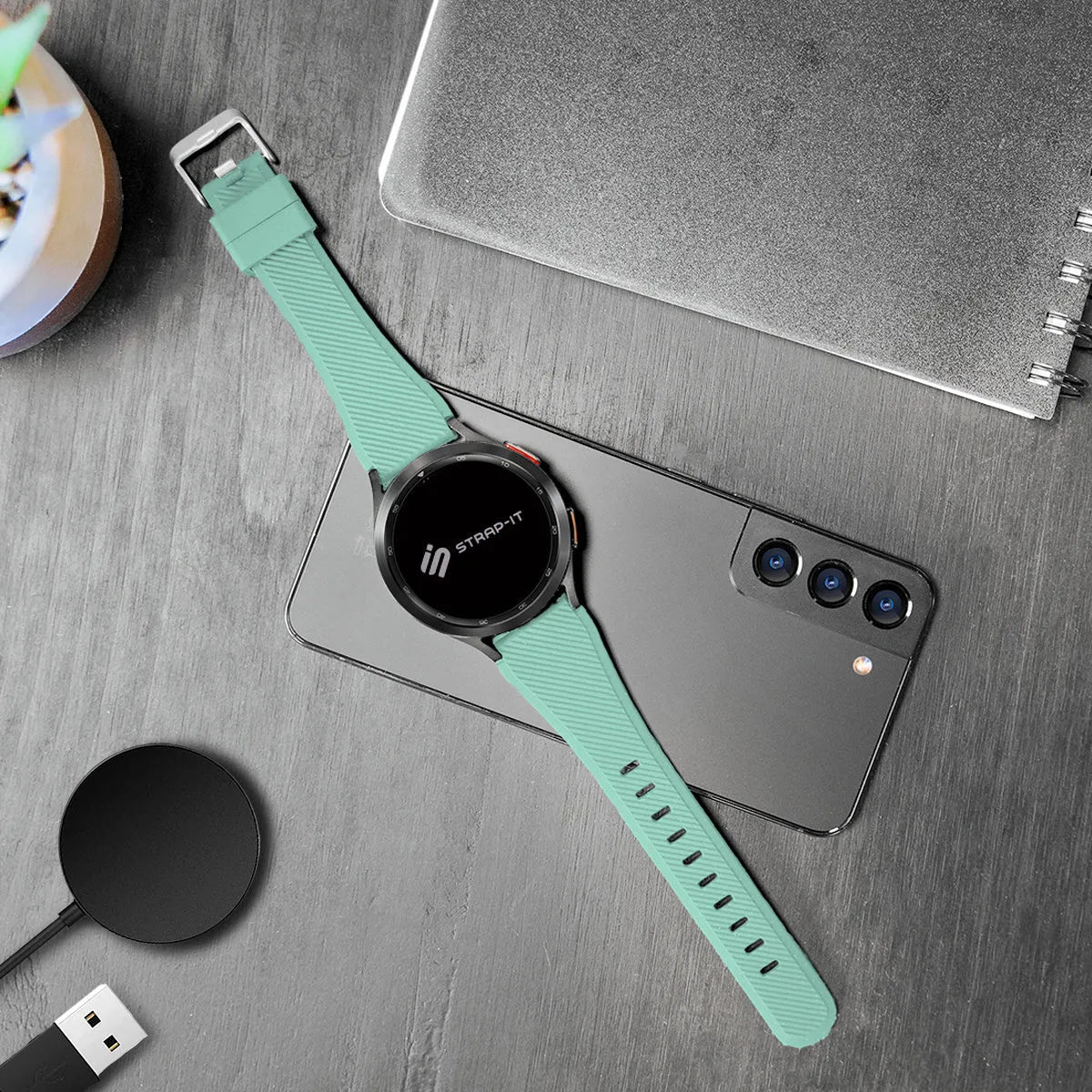Bracelet silicone tissé Coros Pace 4 (aqua)