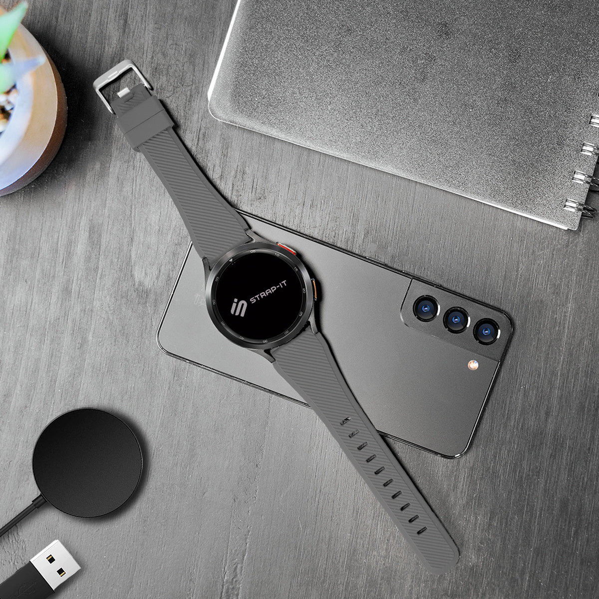 Bracelet silicone sergé Oppo Watch X (gris)