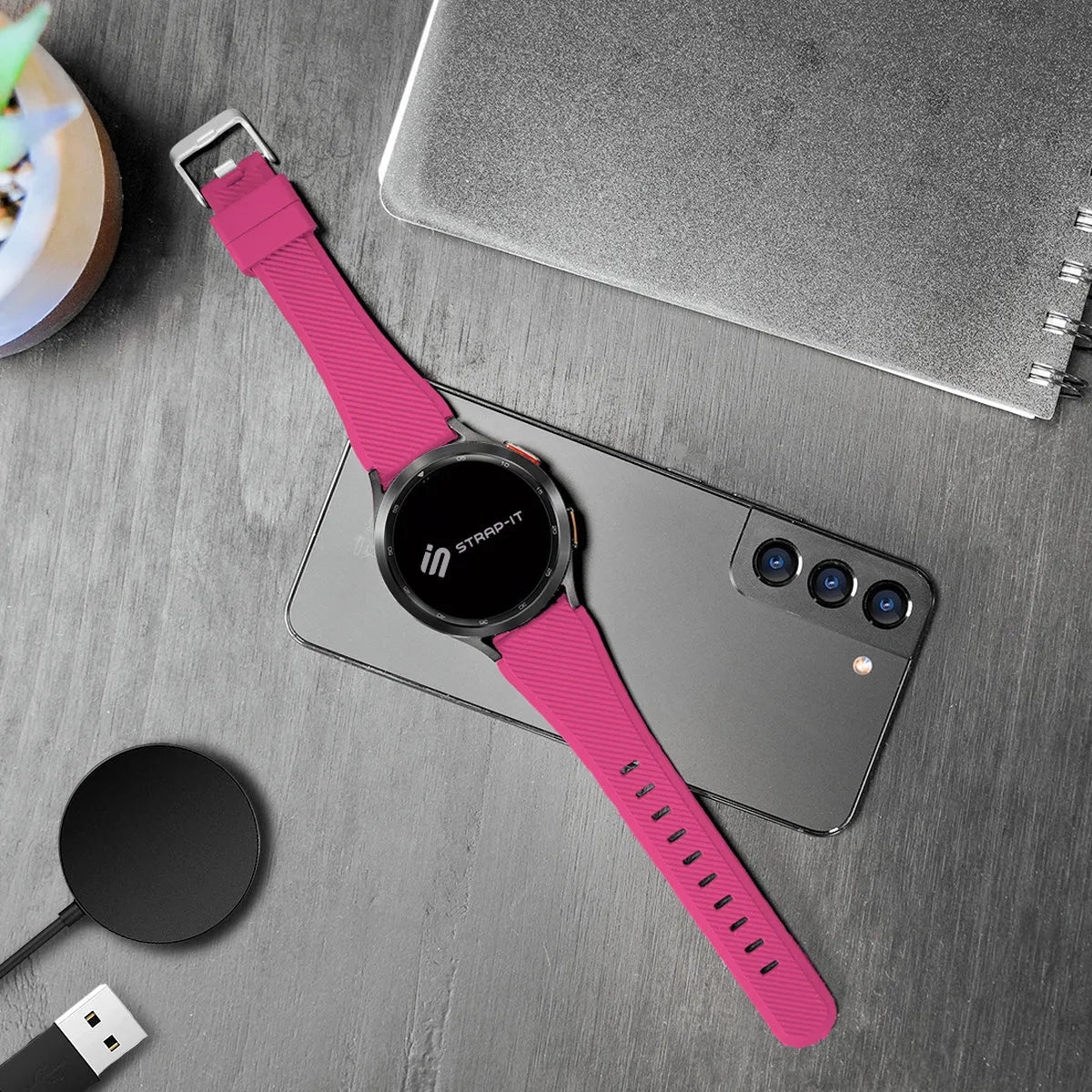 Bracelet silicone tissé Coros Pace 4 (rose brillant)