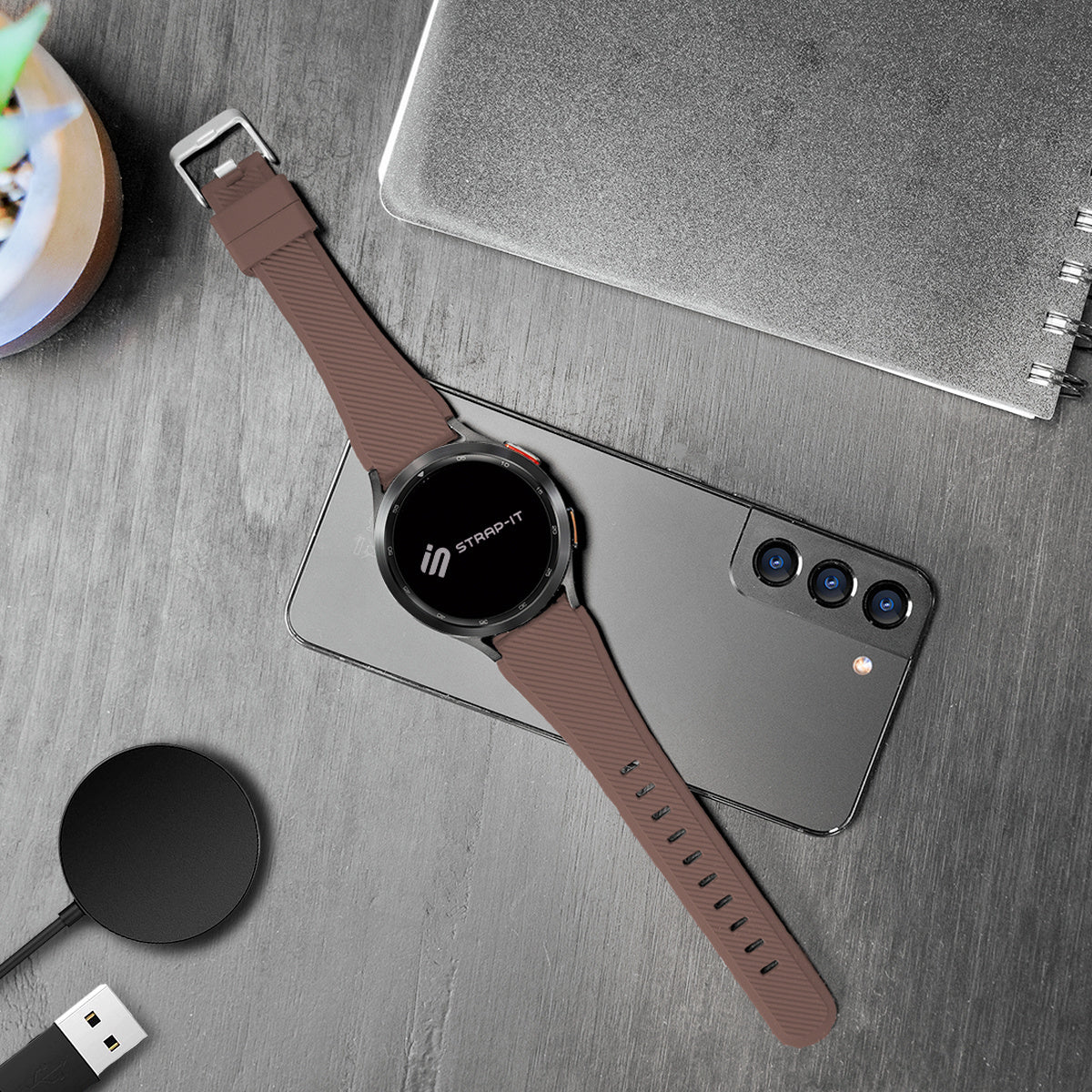 Bracelet silicone sergé Amazfit Bip 5 (marron)