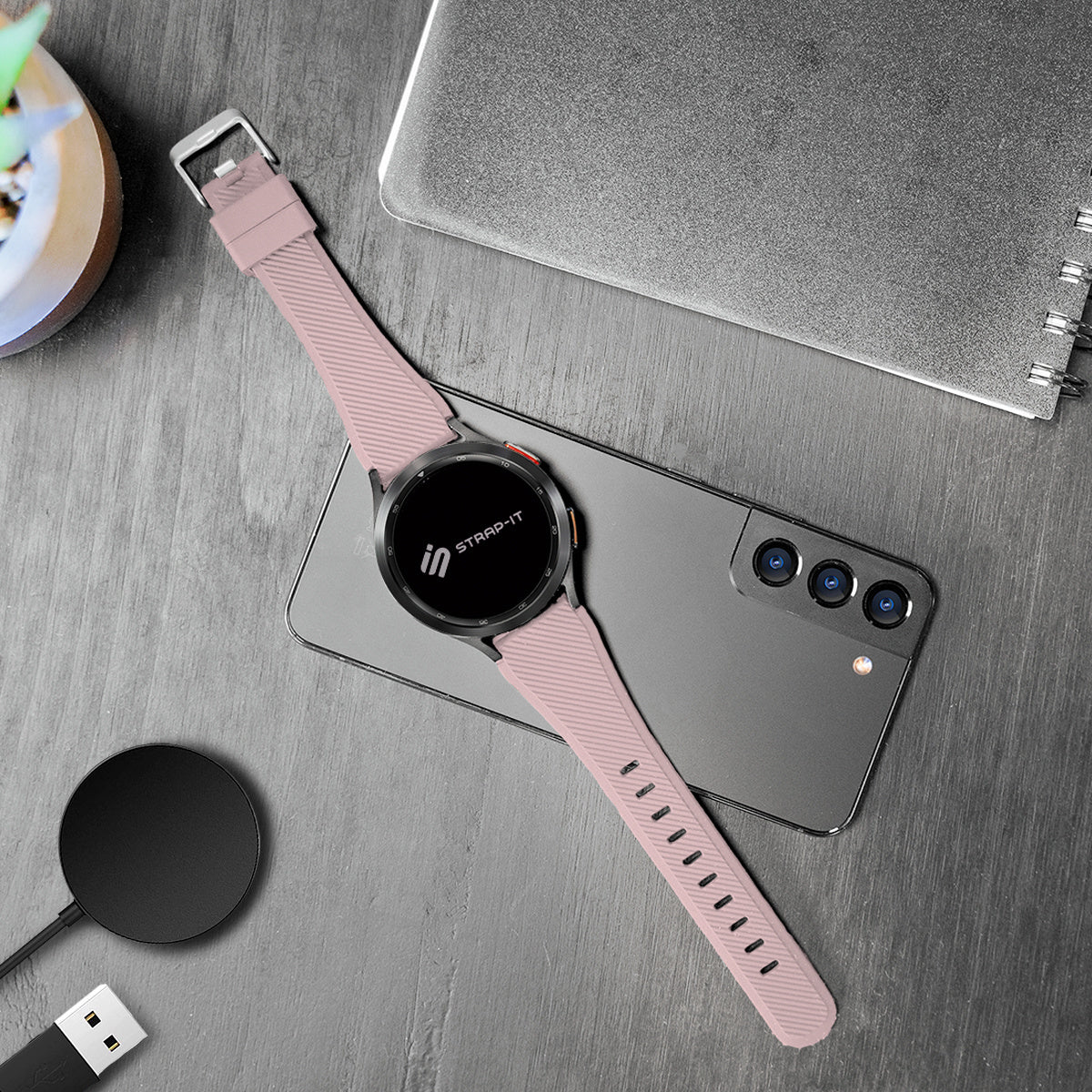 Bracelet silicone sergé Amazfit Bip 5 (rose)
