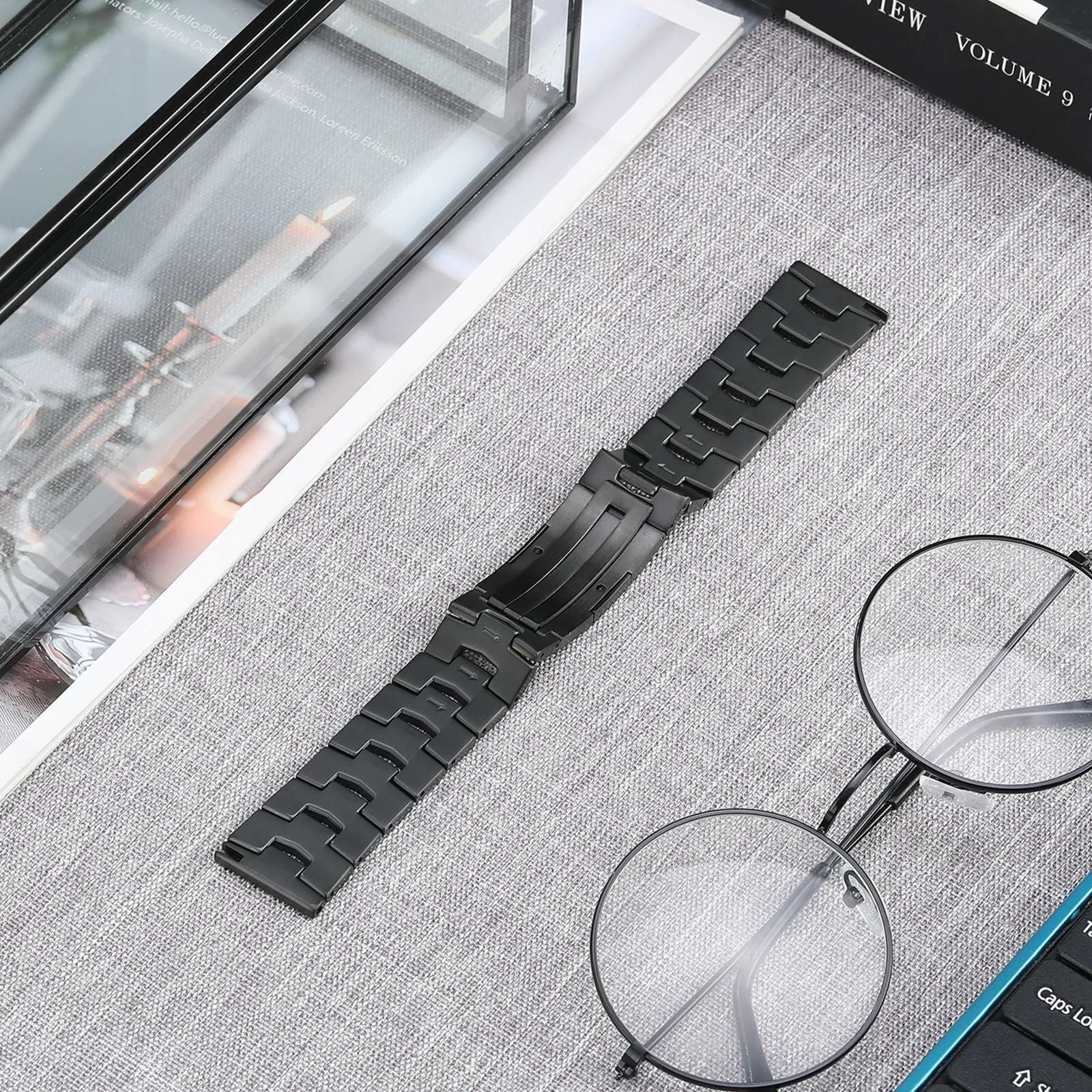 Bracelet titane grain (fermoir plat) Suunto Nautic S (noir)