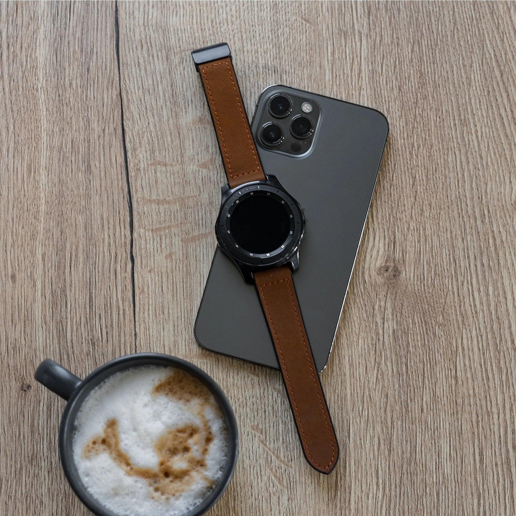 Bracelet cuir avec D-Buckle Amazfit Bip 6 (marron foncé)