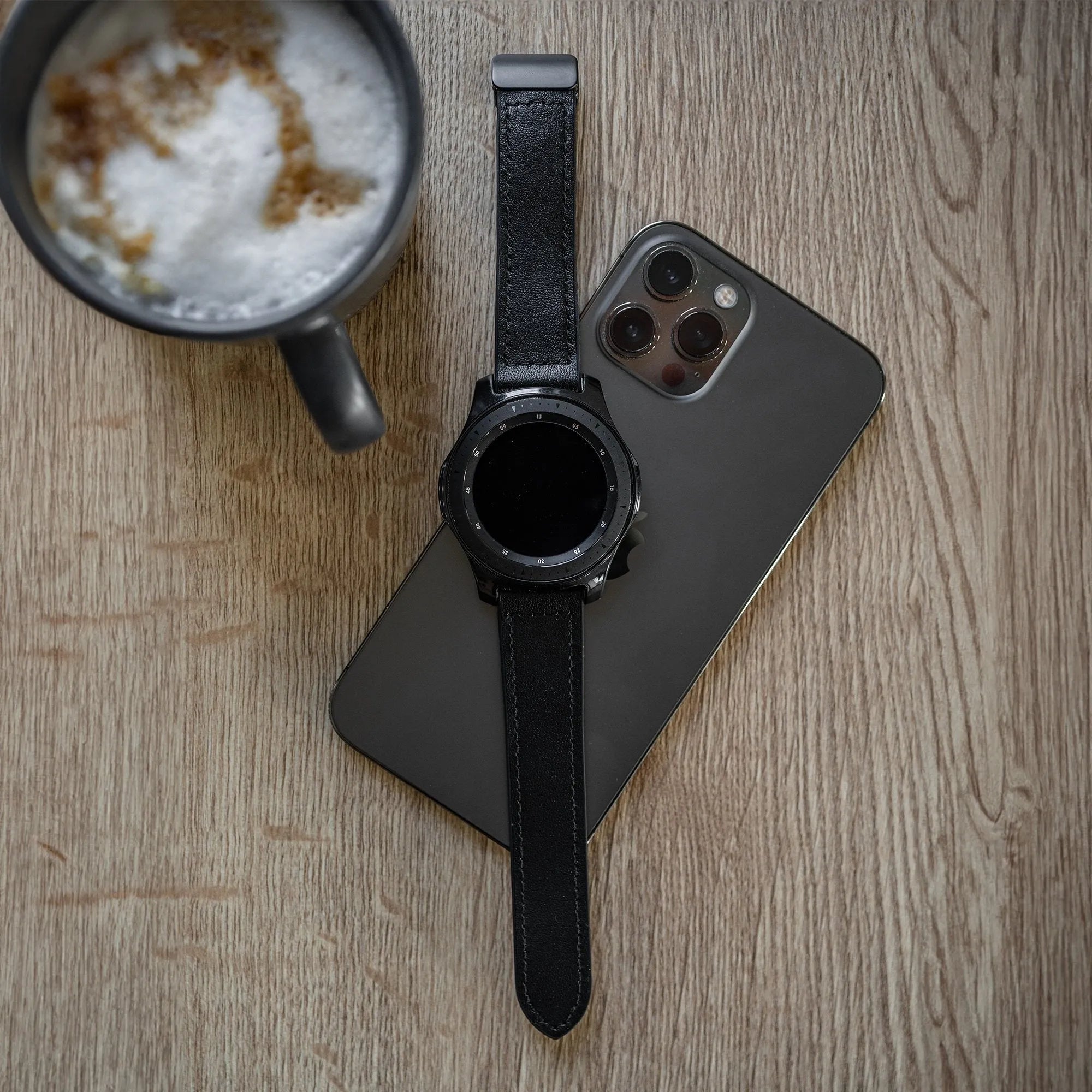 Bracelet en cuir avec boucle-D OnePlus Watch 3 (noir)