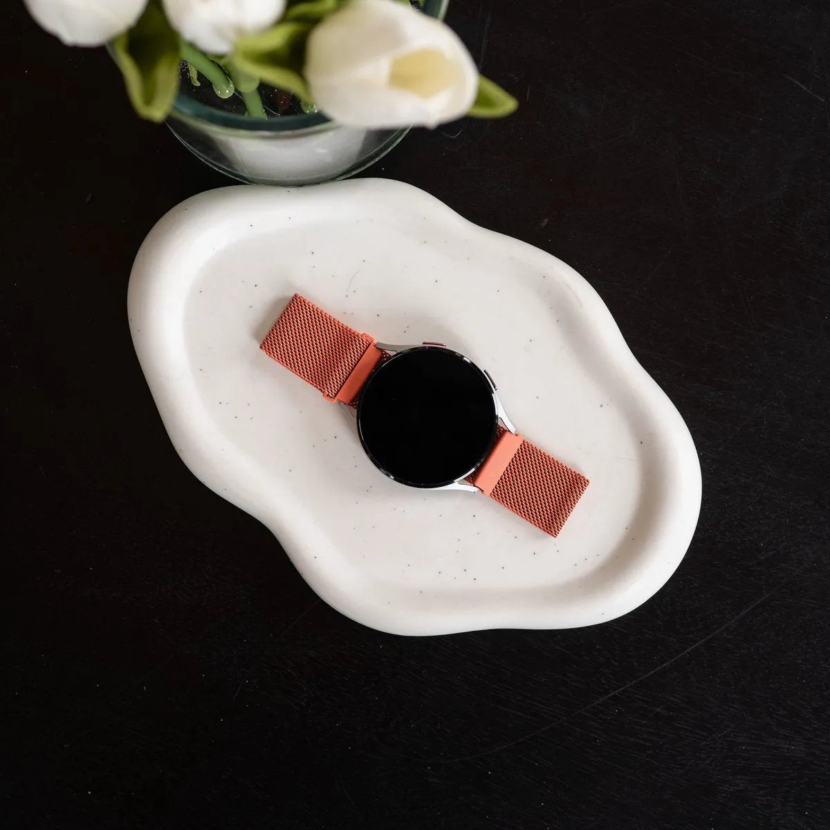 Milanese Strap, orange, lifestyle photo