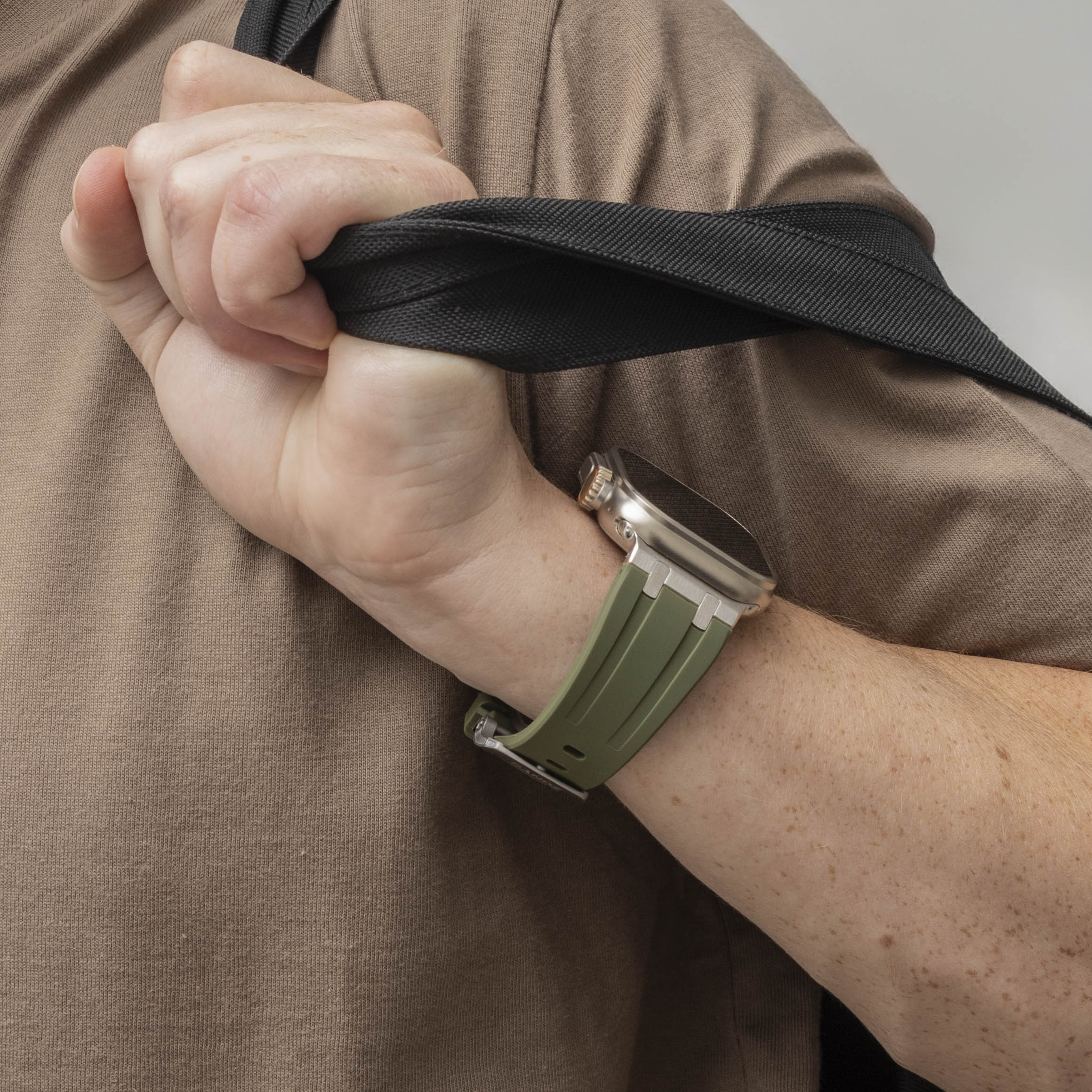 Bandz Bracelet silicone 'Luxe Liquid' Apple Watch Ultra (vert avec argent)
