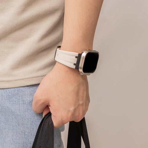 Bandz Apple Watch Ultra Silicone Strap 'Luxe Liquid' (Beige with Black)