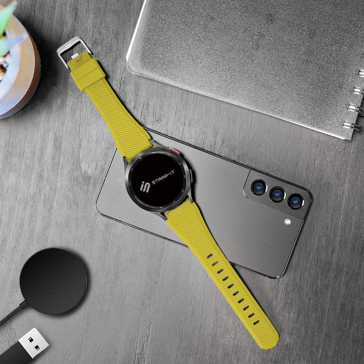 Bracelet silicone sergé Amazfit Bip 5 (jaune)