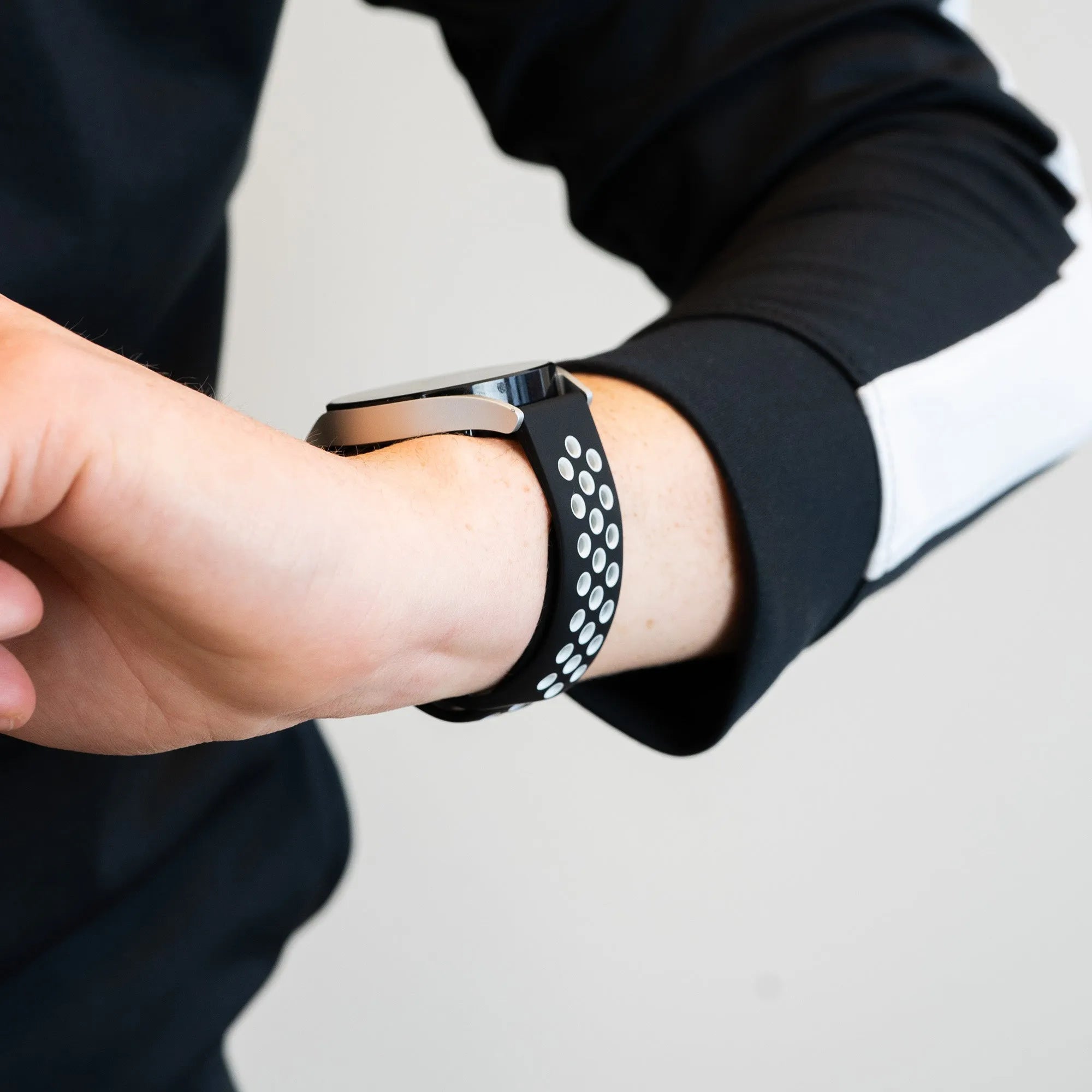Bandz Bracelet sport 'Deluxe' Pebble Round 2 - 20mm (noir/blanc)