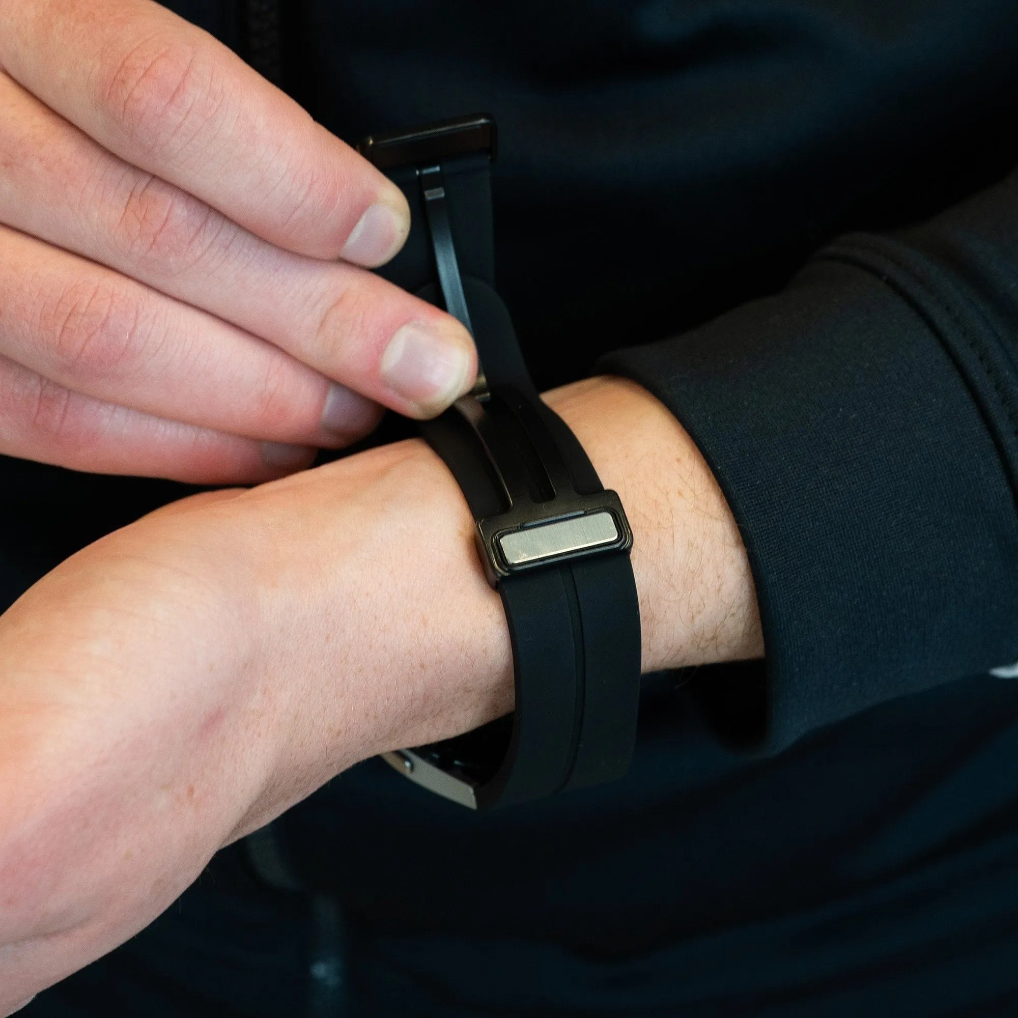 D-Buckle Silicone Strap, black, lifestyle photo