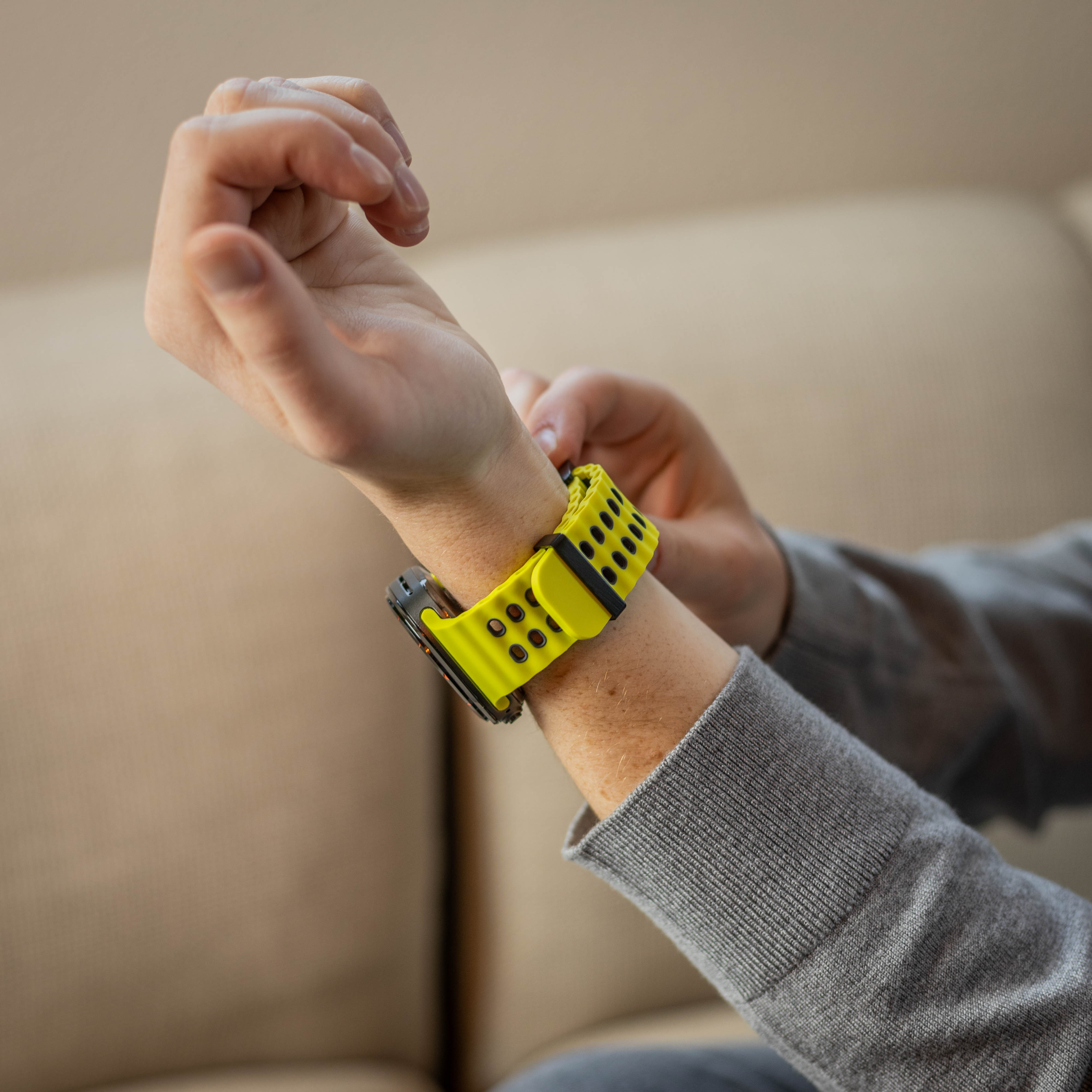 Bracelet silicone ondulé duo Samsung Galaxy Watch Ultra 2 (lime/gris foncé)