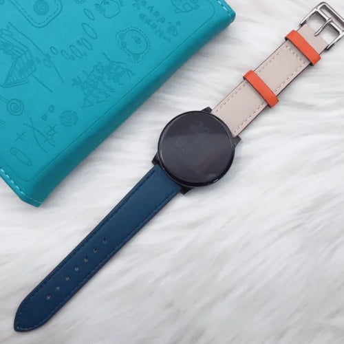 Bracelet cuir Duo OnePlus Watch 3 - 46mm (blanc/bleu foncé)