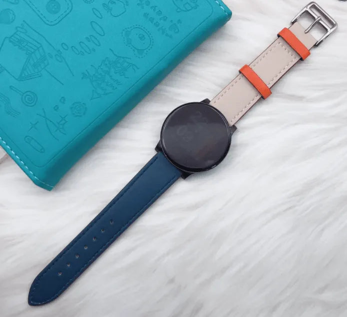 Bracelet cuir Duo Withings Steel HR Sport (blanc/ bleu foncé)