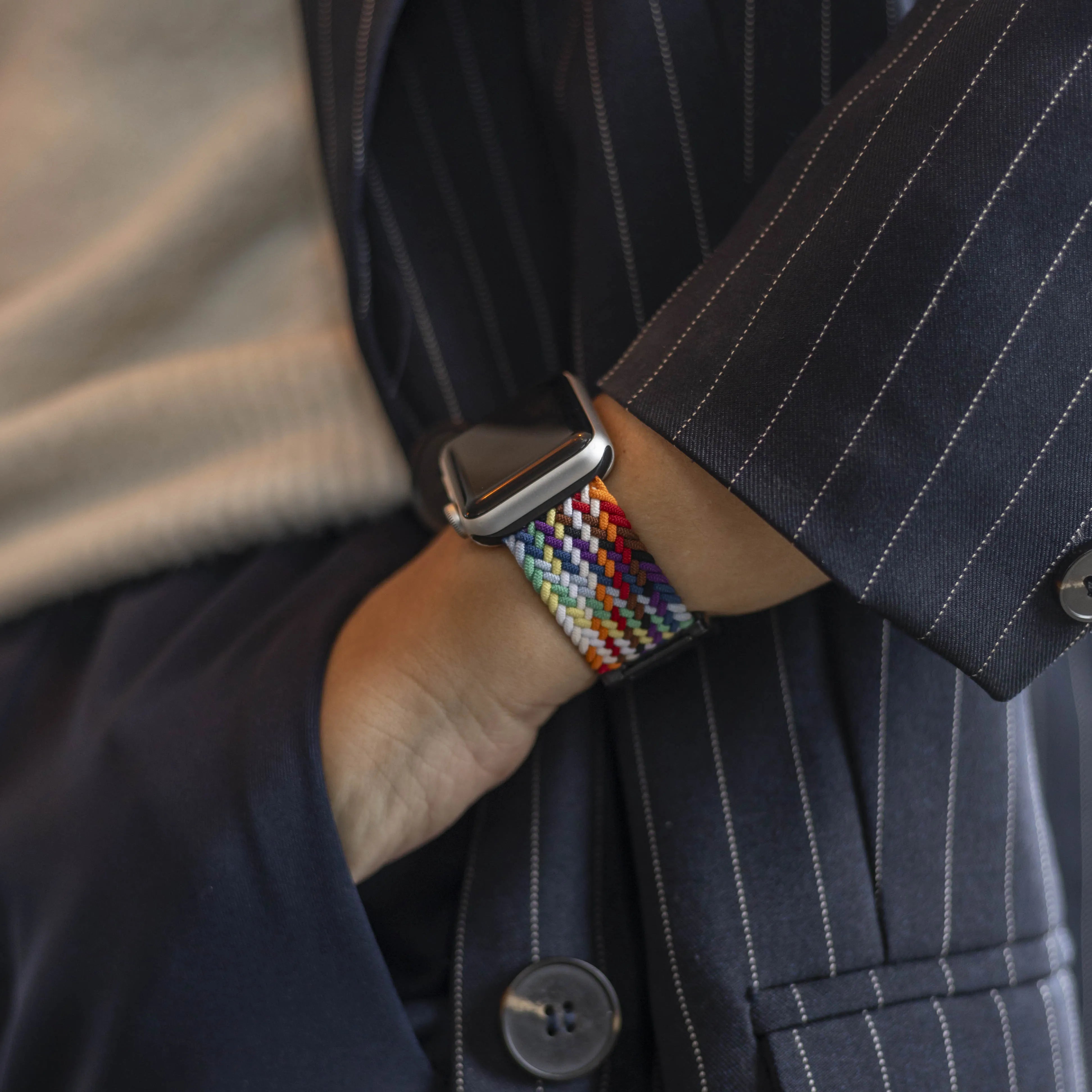 Bandz Bracelet nylon tressée avec P-buckle Apple Watch (arc-en-ciel)