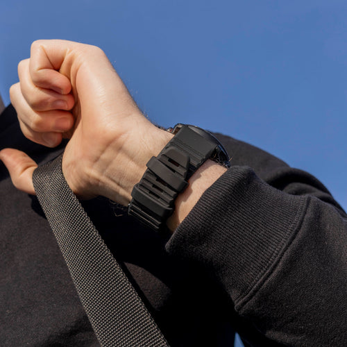 Bandz Bracelet en silicone avec boucle Garmin Quatix 3 / 6x / 7x Solar (noir)