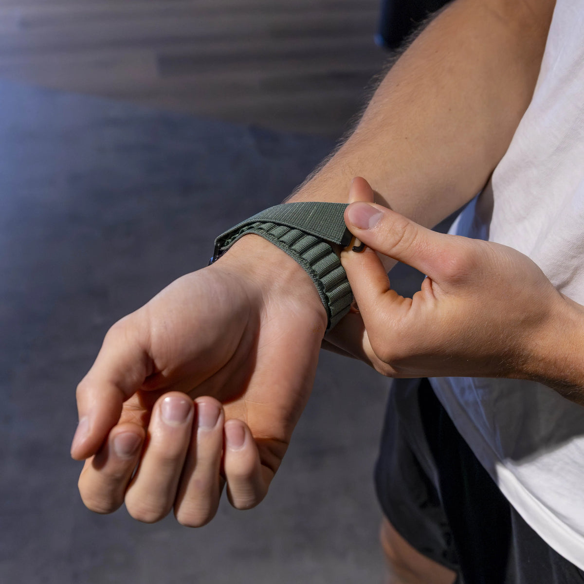Alpine Nylon Strap, green, lifestyle photo