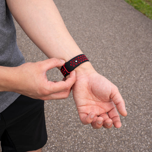 Silicone Sport Strap, black/red, lifestyle photo