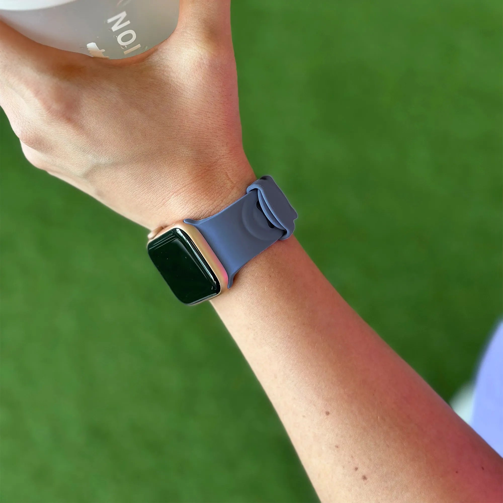Bracelet silicone chaîne Apple Watch (gris-bleu)