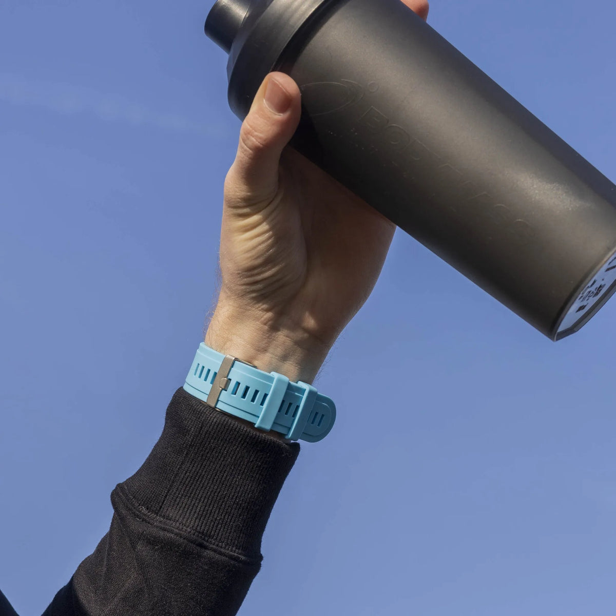 Glossy Silicone Strap, light blue, lifestyle photo