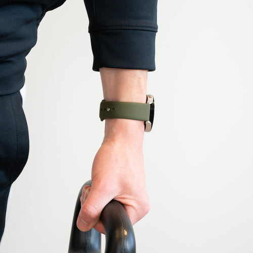 Silicone Sport Strap 'Deluxe', olive green, lifestyle photo
