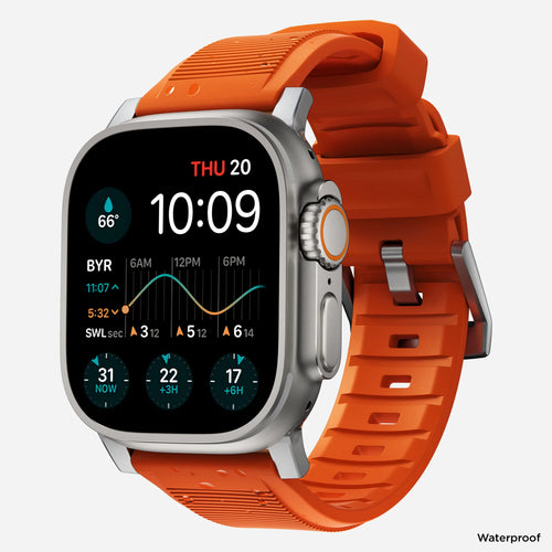 Nomad Bracelet de silicone résistant Apple Watch (argenté/ultra orange)