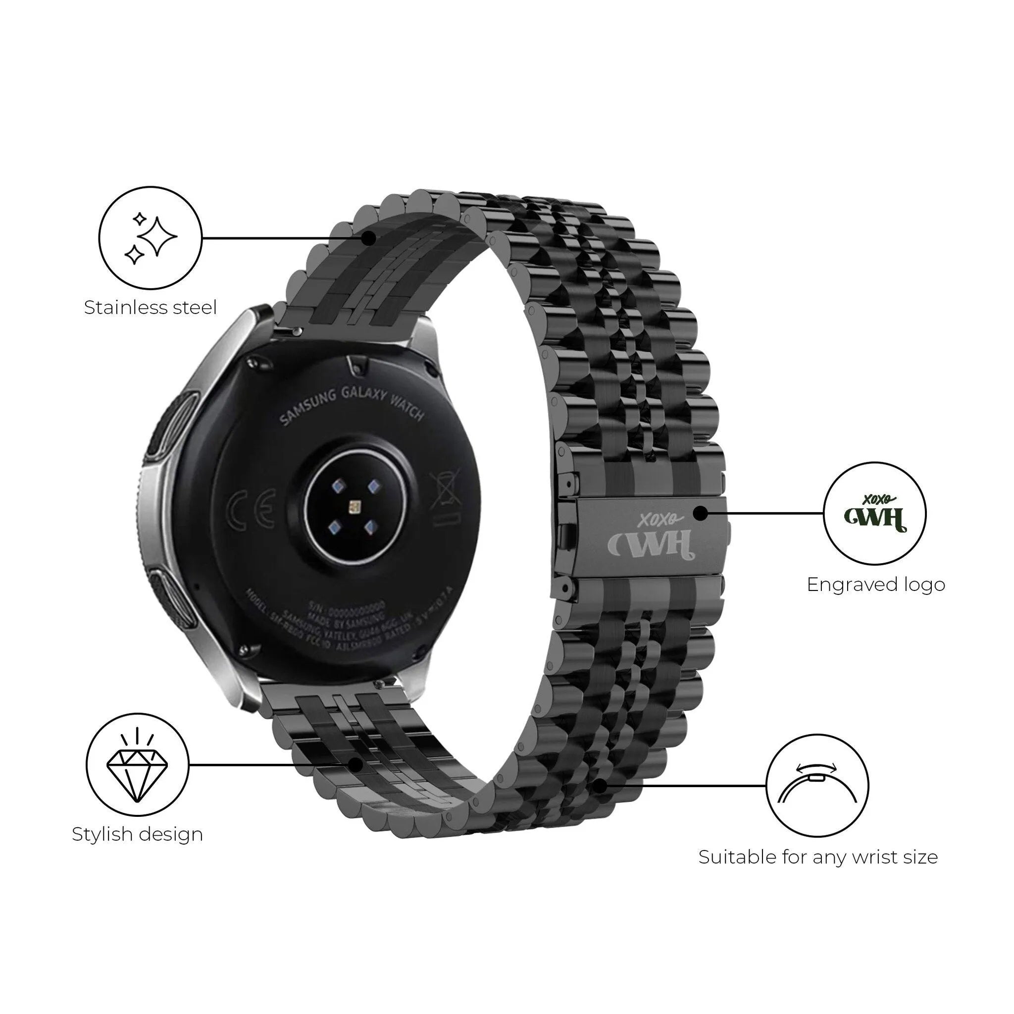 Bracelet acier xoxo Wildhearts Amazfit GTS 2 (noir)