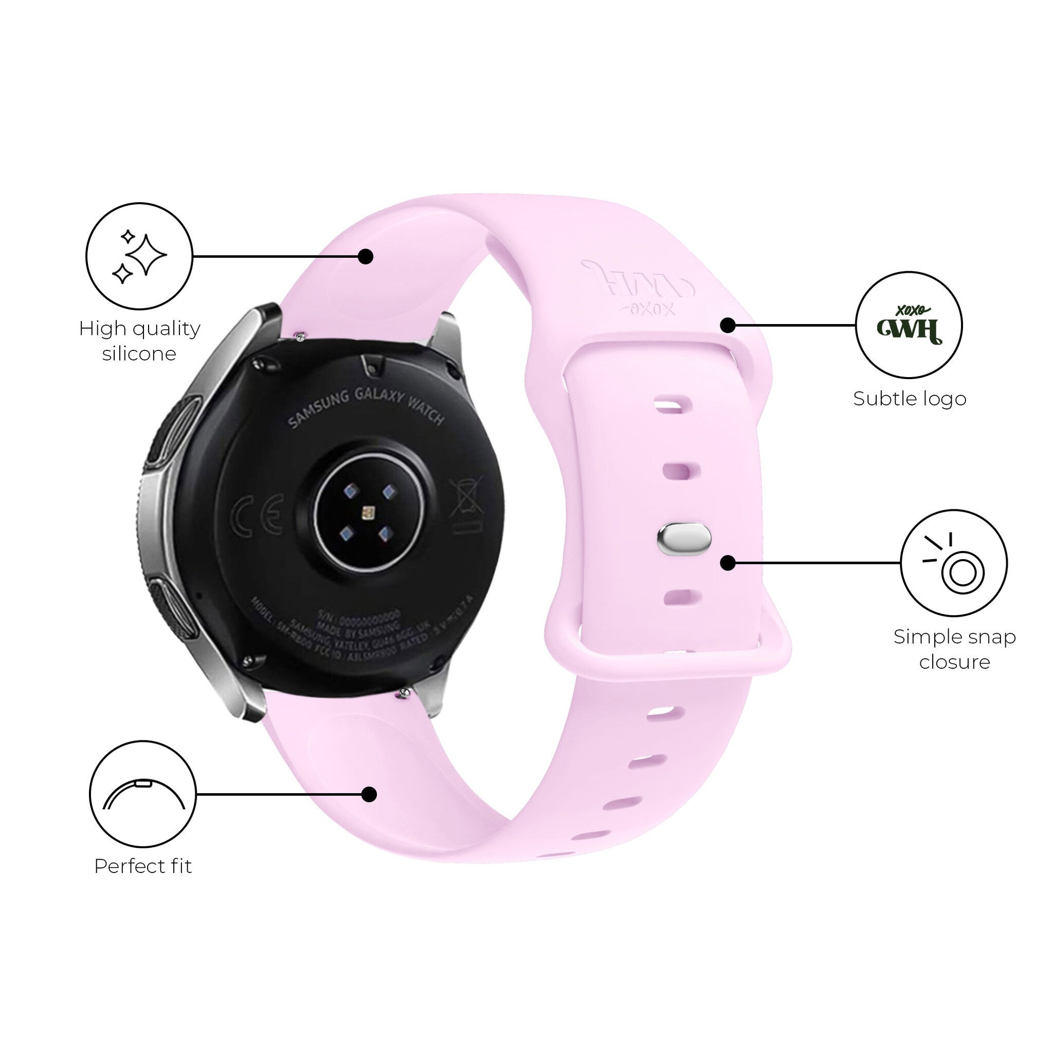 Bracelet silicone xoxo Wildhearts Huawei Watch 3 Pro (rose vif)