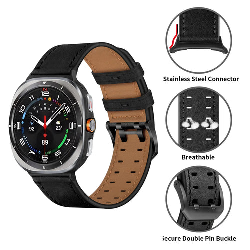 Bracelet cuir à double épingle Samsung Galaxy Watch Ultra (noir)