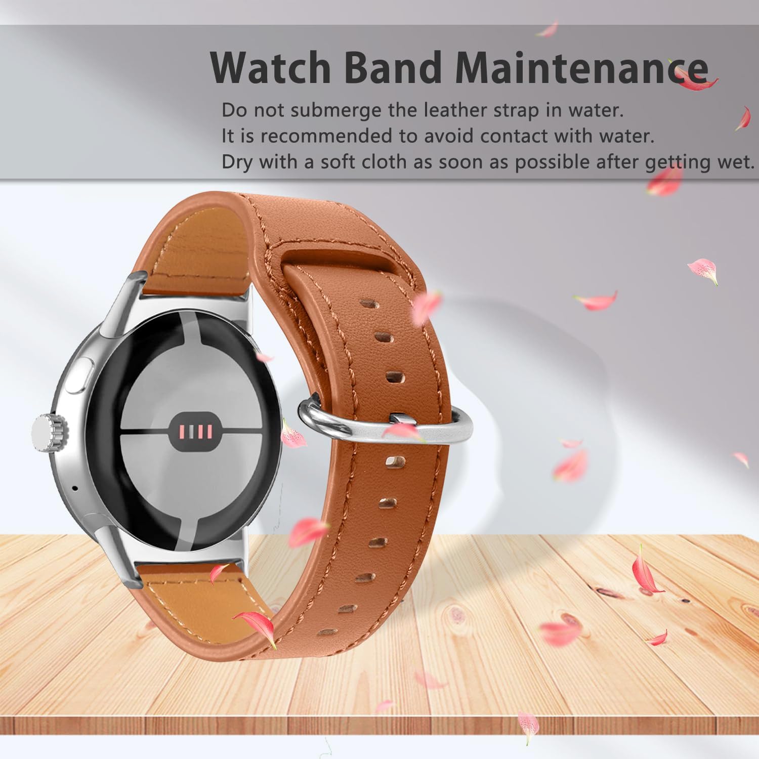 Bracelet cuir à maillons Google Pixel Watch 3 - 41mm (marron)