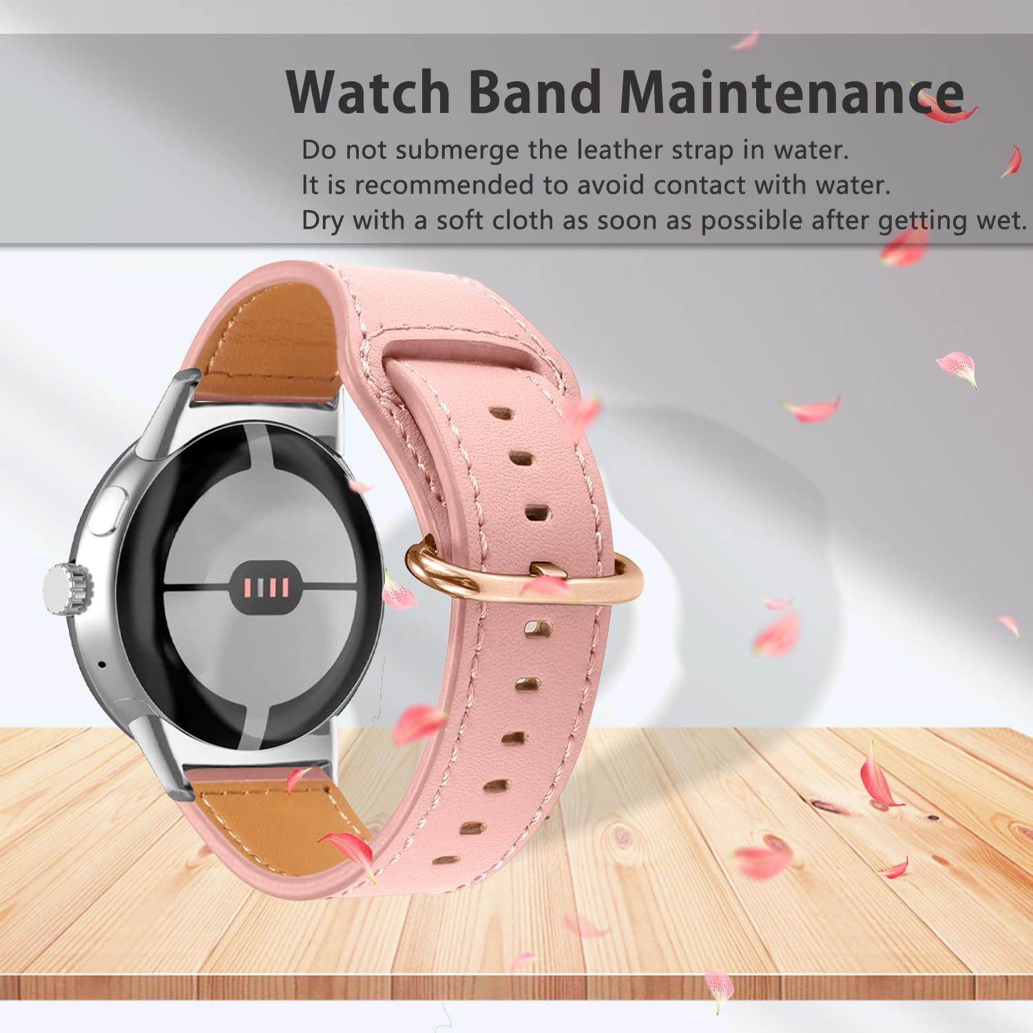 Bracelet cuir à maillons Google Pixel Watch 4 - 41mm (rose)