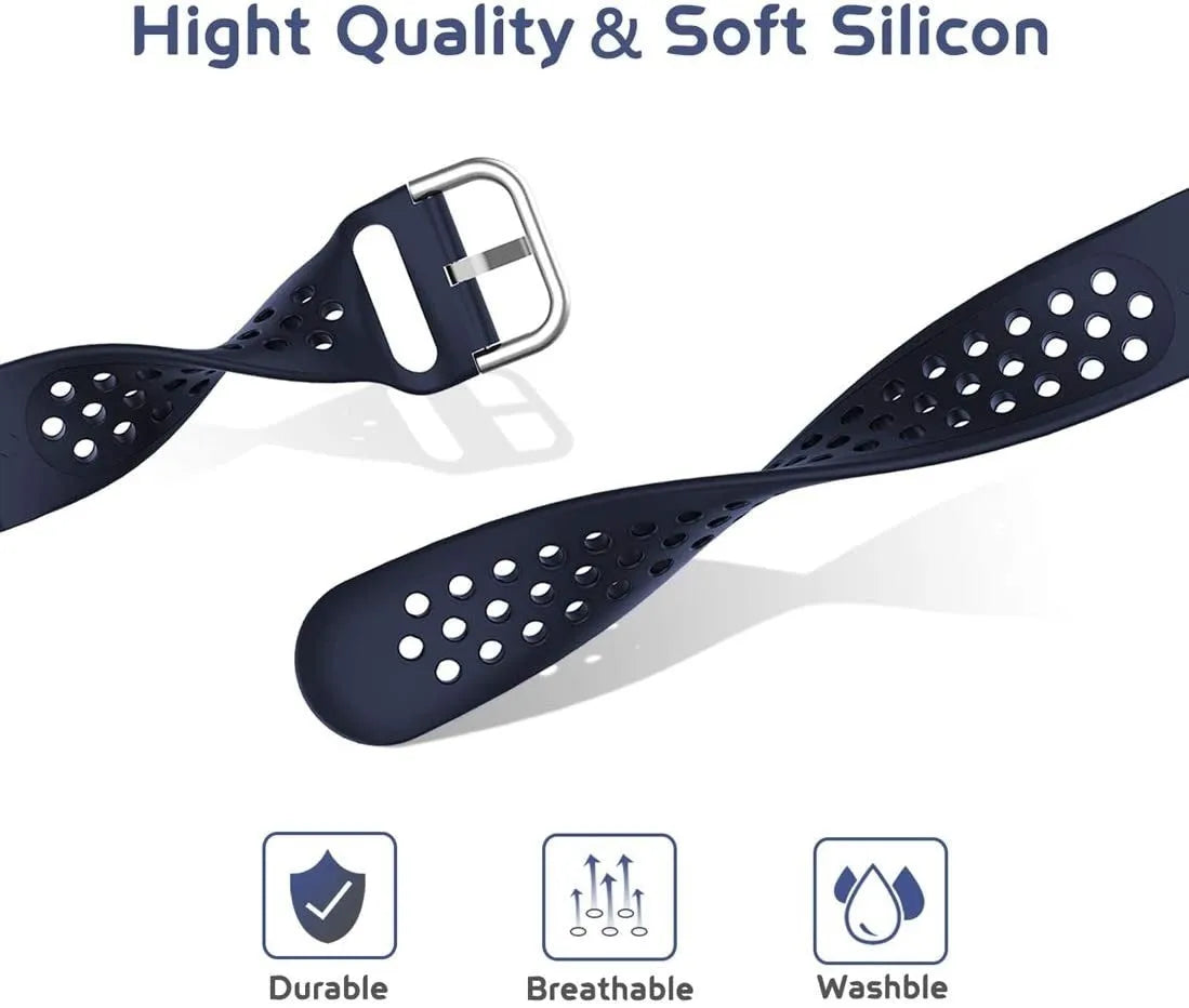 Breathable Silicone Strap, dark blue, infographic (USP banner)