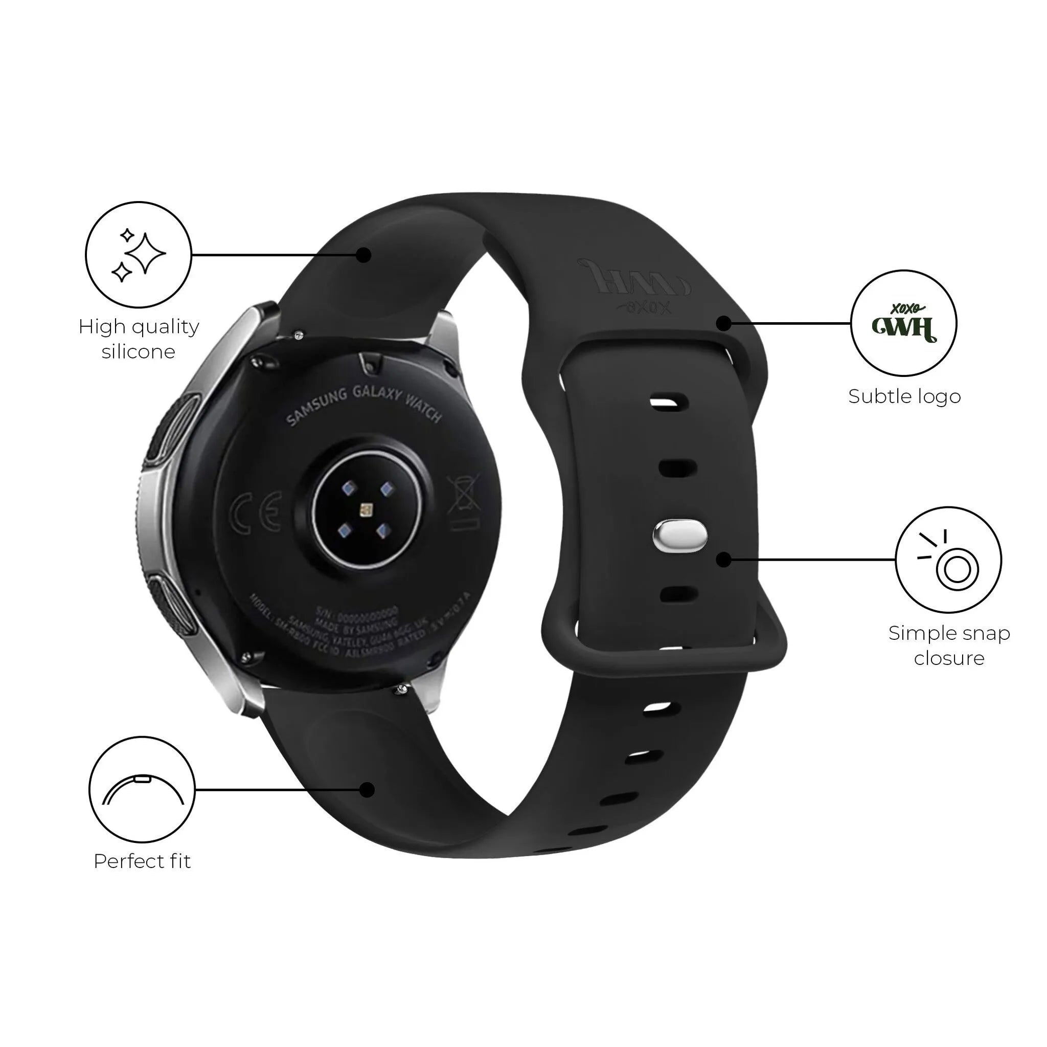Bracelet silicone xoxo Wildhearts Amazfit GTS 2 (noir)