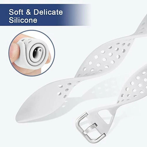 Breathable Silicone Strap, white, infographic (USP banner)