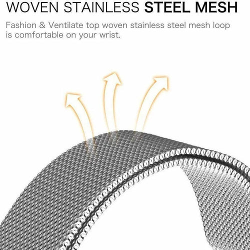 Milanese Strap, silver, infographic (USP banner)