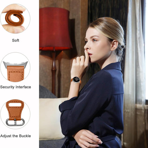 Bracelet cuir à maillons Google Pixel Watch 4 - 41mm (marron)