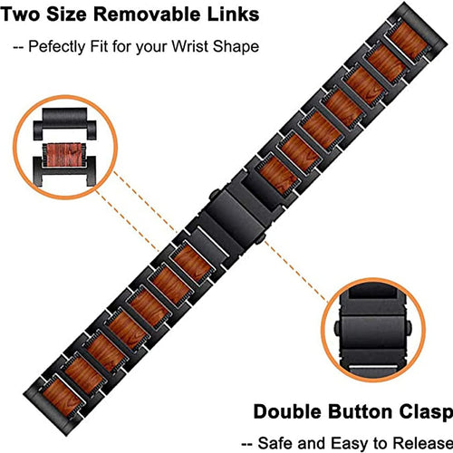 Bracelet bois/acier Amazfit Bip 5 (noir)